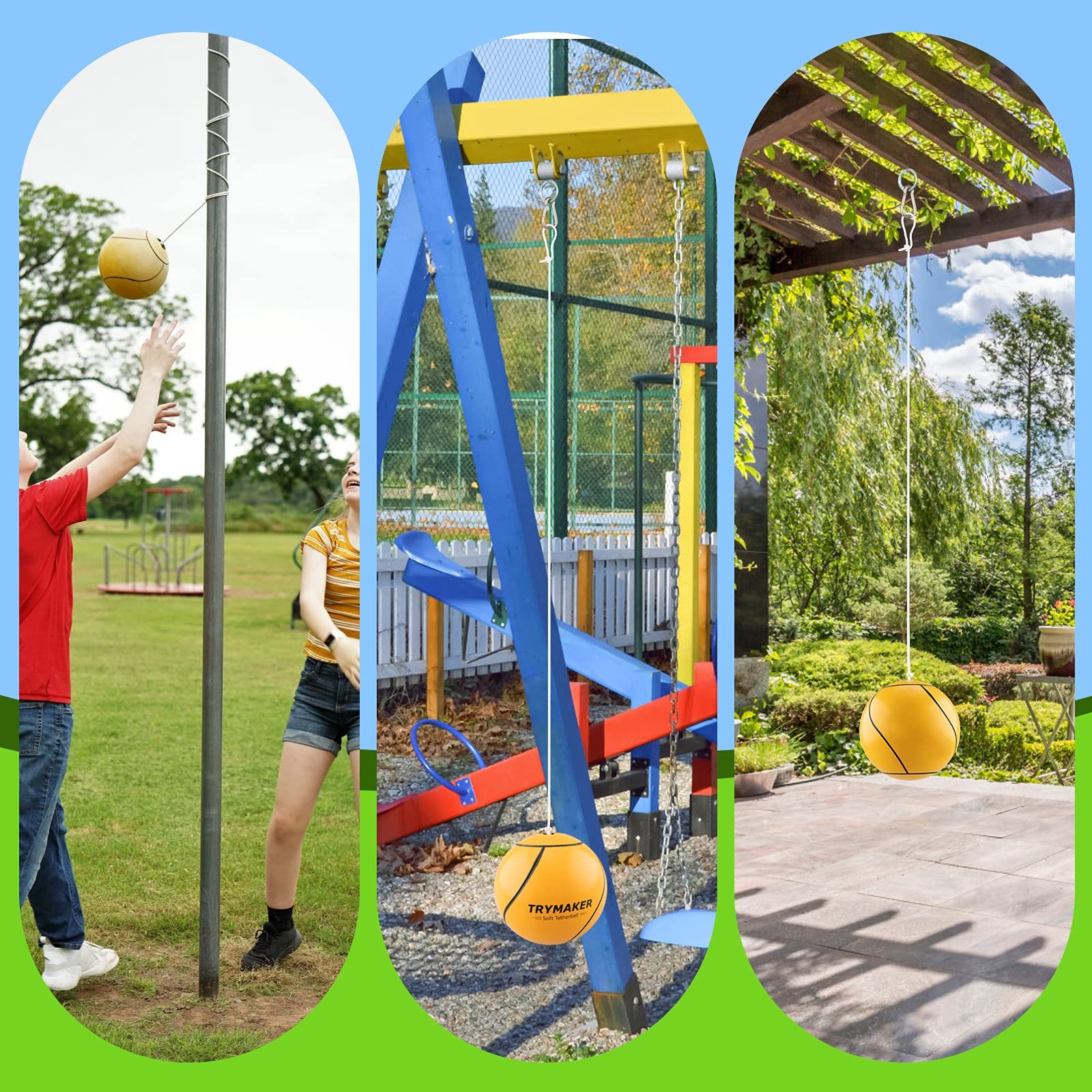 Tetherball, Tether Balls and Rope Set for Kids,Replacement Tetherball for Adults