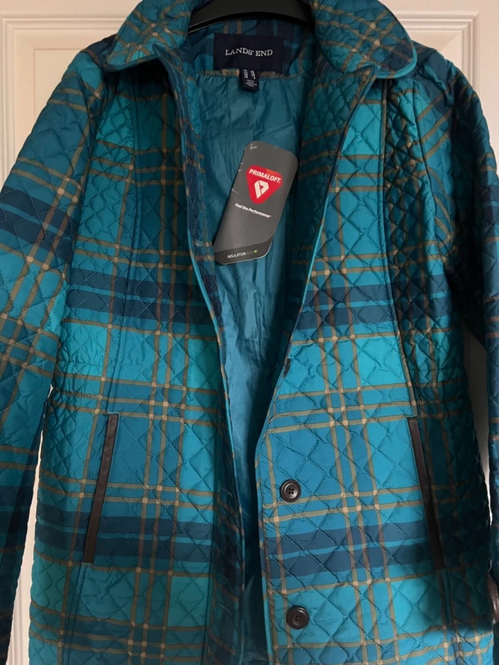 Land's End Primaloft Navy  Quilted Lightweight Padded Coat Jacket XS fits like s - Image 2 of 4