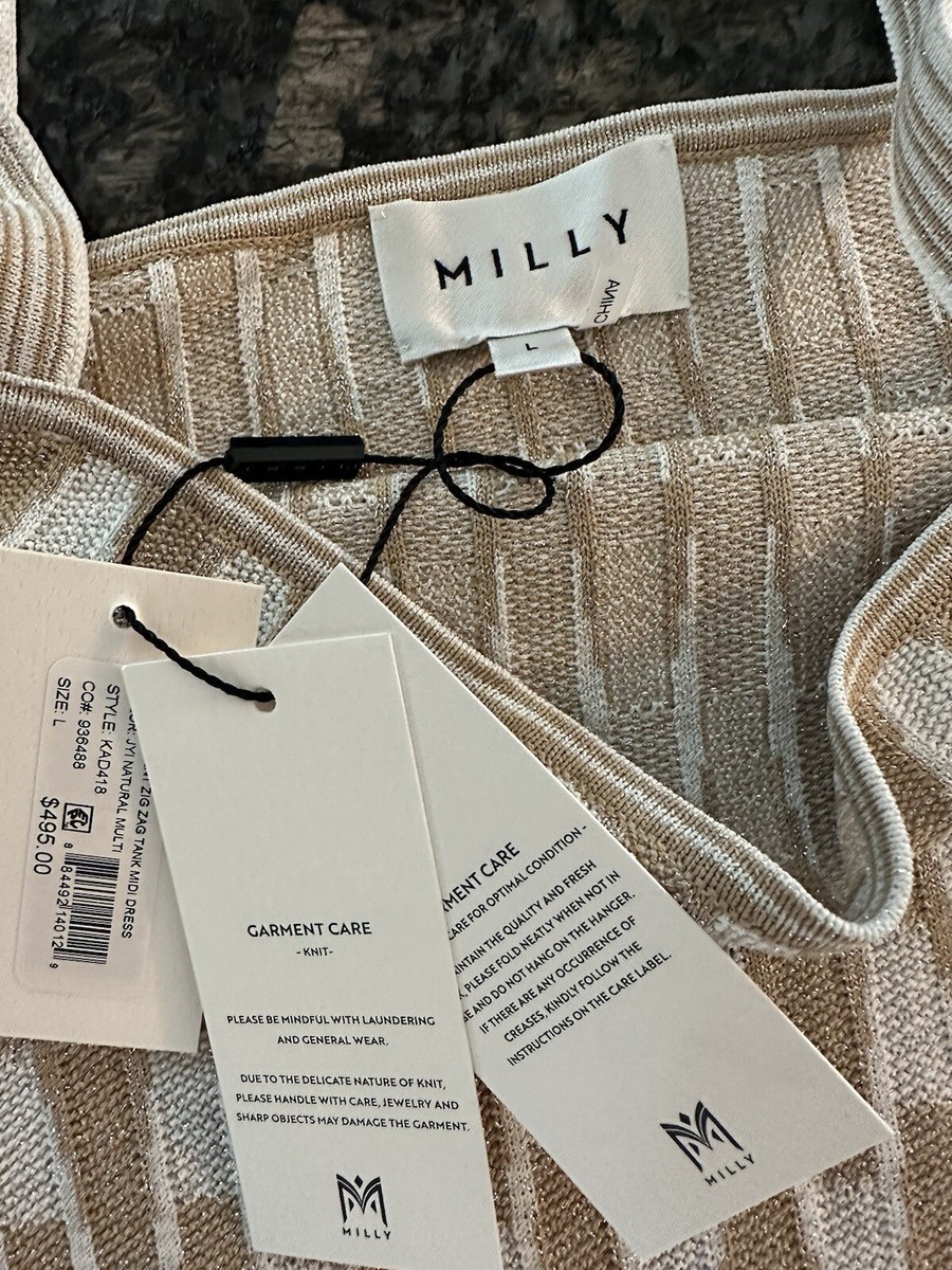 MILLY Gradient Zig Zag Midi Dress! NWT Size Large Retail