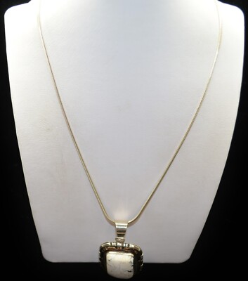 Sterlingsilber-Schlangenkette mit weißer quadratischer Stein-Anhängerkette 17,0'' #FMC798