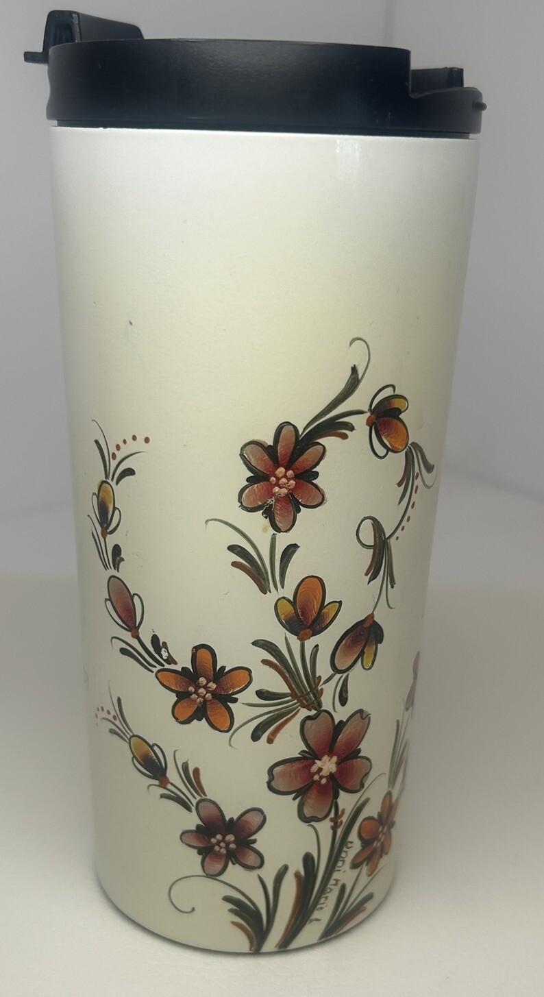 Mug Aluminum Mcm Floral Print Kitsch, Retro, Rare