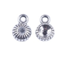 40PCS Tibetan Silver 6mm Rivoli Ridged Round Settings Charms FC10003