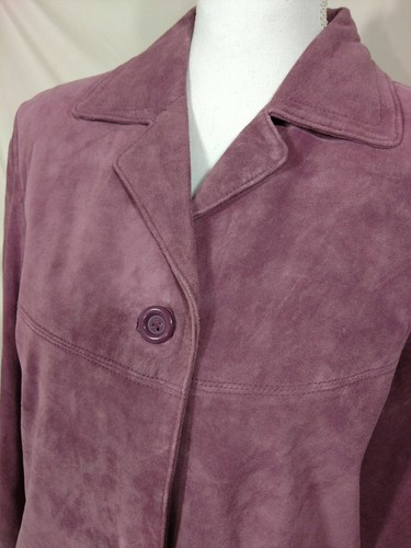 JESSICA HOLBROOK Women XS Washable Leather Jacket Purple Suede Blazer Suit - Picture 6 of 12