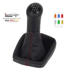 Leder ICT Schaltknauf Schaltsack für VW Golf Plus beleuchtet rote Naht C44