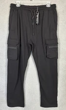 Preme Men's Simi Stacked Fleece Lined Cargo Pants Double 2XL Black NWT's.