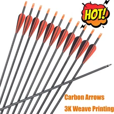 Archery Arrows Pure Carbon 3" TPU Vanes 30Inch Shaft Compound Recurve Bow