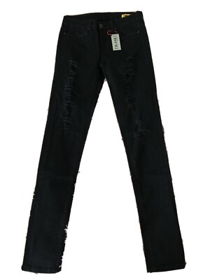BlankNYC Mid Rise Black ''Skinnie Classique'' Skinny Distressed Jeans 27