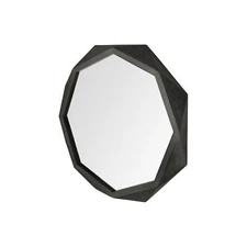 32 Octagon Black Wood Frame Wall Mirror