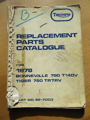 AL496 - TRIUMPH T140V & TR7V TEILELISTE 1978 - ORDENTLICHER ZUSTAND