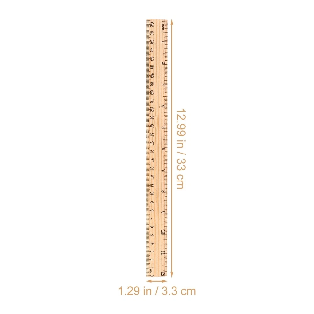 25Pcs 12 Inches Wooden Ruler Training Aid Dressmaker One Side