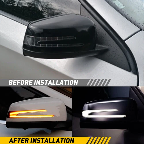2X Luz de charco de señal de giro de espejo lateral LED secuencial para Mercedes Clase Benz。 - Imagen 5 de 10
