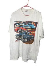 90s Hanes USA Made Chevrolet Hot Rod T-Shirt-XL Classic Cars Graphic Tee STAIN