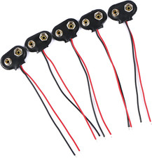 9V-Battery Clip Connector, 9 Volt Long Cable Connection Soft Shell T Type Black,