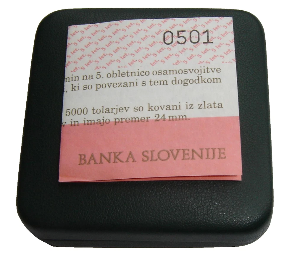 Moneda de oro Eslovenia 1996 5000 Tolarjev, KM# 35 - PRUEBA - CAJA CERTIFICADO DE AUTENTICIDAD, RARA Foto 4 de 4