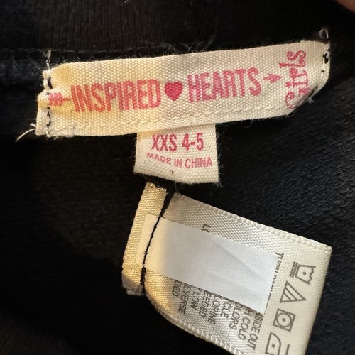 Inspired Heart Jogger Girls XXS 4-5 Sweatpants Elastic Waist Drawstring Black - Picture 2 of 11