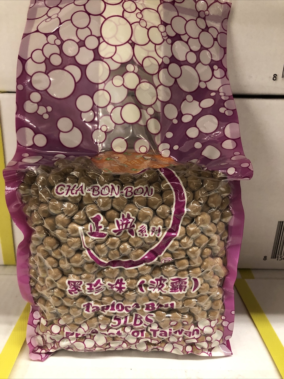 Chabonbon Tapioca Negro Perla Masticable Negro (Boba) Hecho en Taiwán 5 Lb