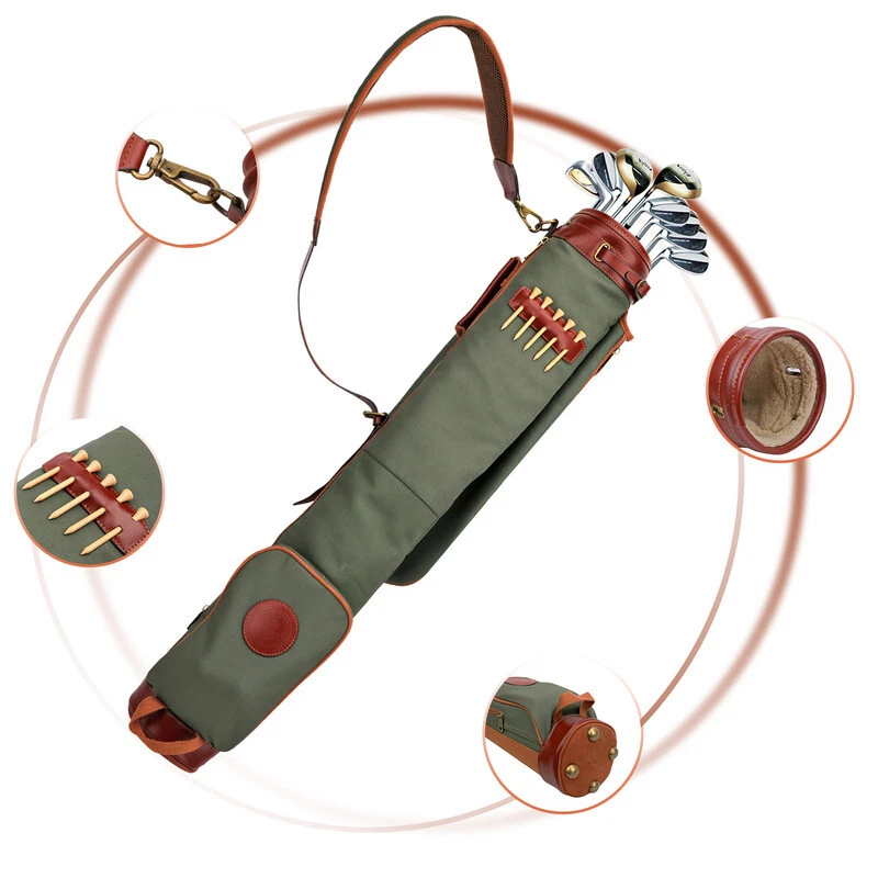 TOURBON Canvas Golf Clubs Bag Tools Carry Pack Sunday Pencil Case Portable AU - Image 4 of 4