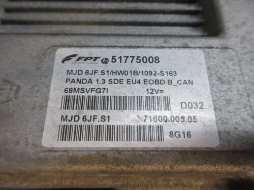 2009 FIAT PANDA 1.3 Multijet Dynamic 5DR ENGINE ECU 51775008 - MJD 6JF.S1 - Picture 2 of 3