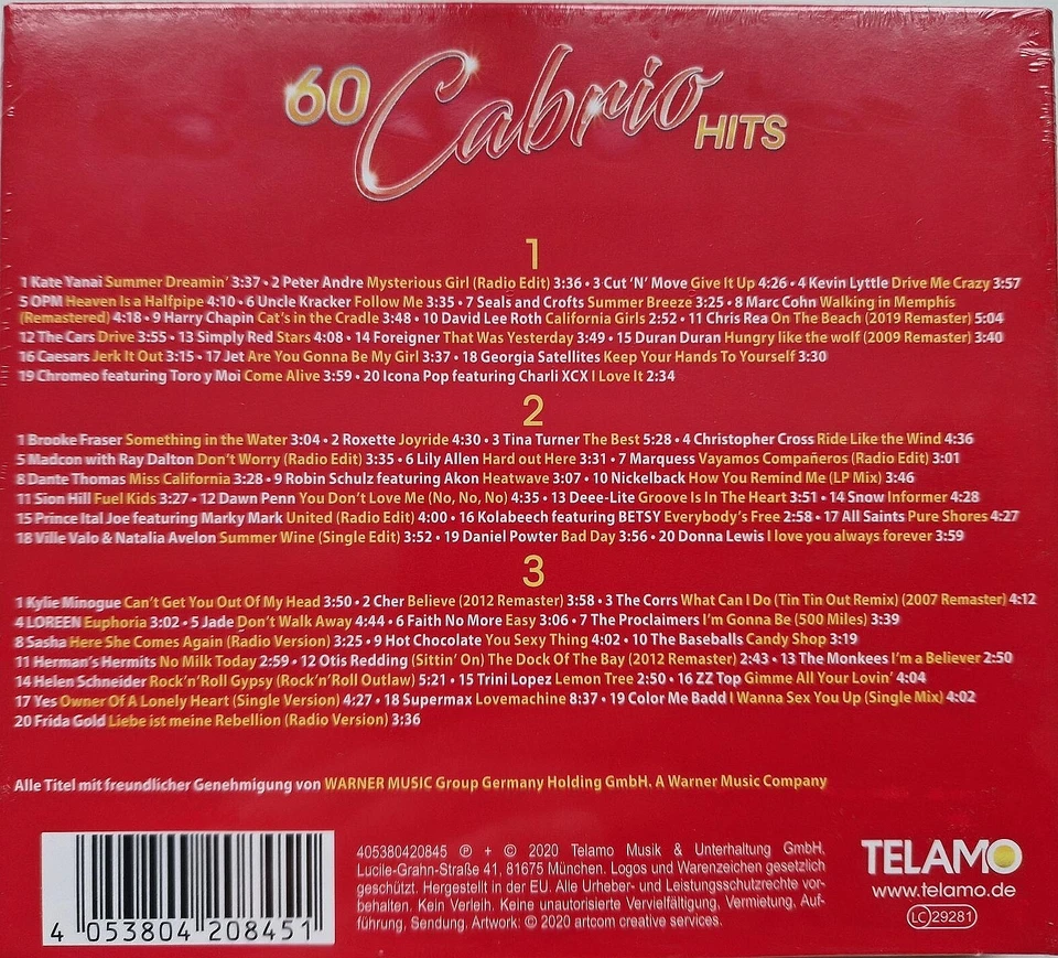 60 Cabrio Hits, 3 CD's, 60 Songs, NEU/OVP - Bild 2 von 2