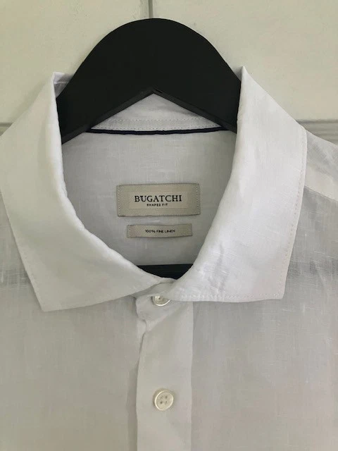 男式 Bugatchi Axel 纯色亚麻衬衫大号 — 第 2/4 张图片