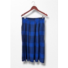 Vintage 90s Wool Blend Pleated Midi Skirt, Size 16