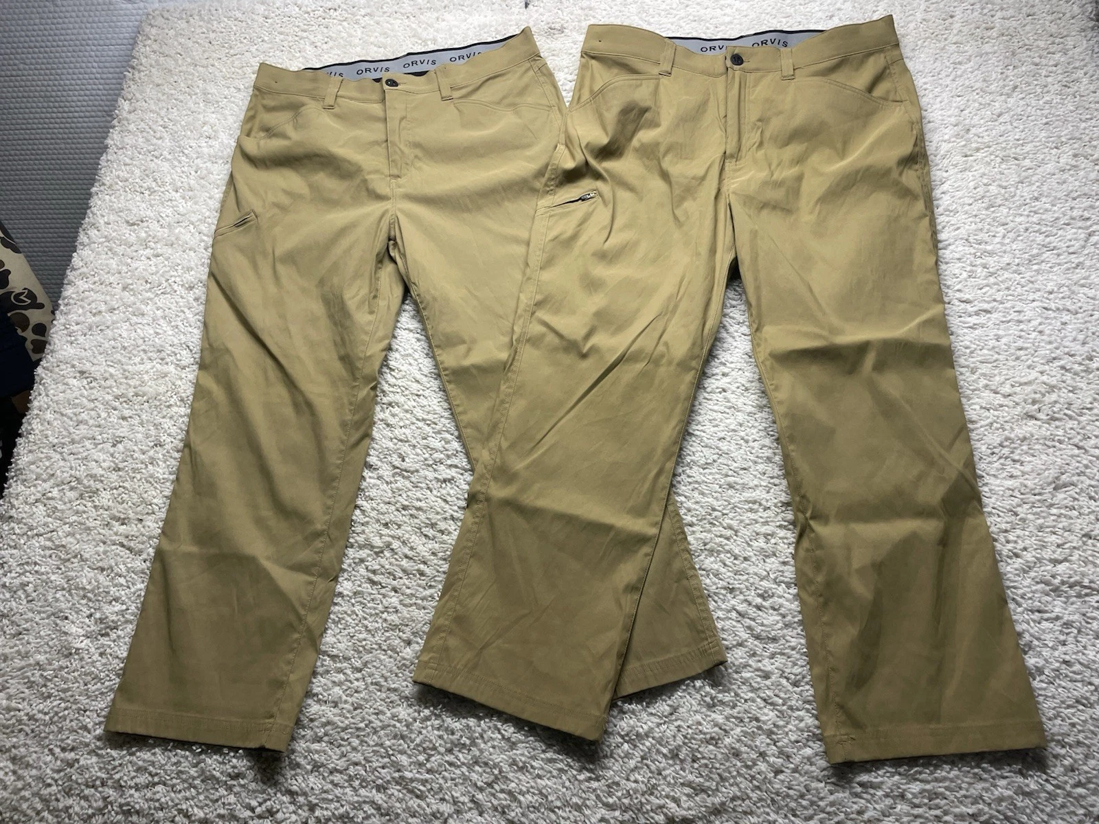 Orvis Men’s 38x29 Khaki Hiking Outdoor Lightweight Pants Lot Of 2 EUC