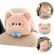 Cute Bear Car Headrest Pillow Plush Neck Support Seat Belt Cushion Pink