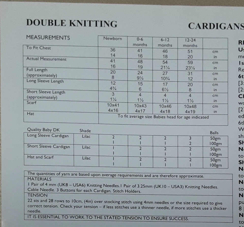 Original UKHKA Dk Baby Cardigans Scarf Hat 14"-20" Knitting Pattern 85 - Image 2 of 2