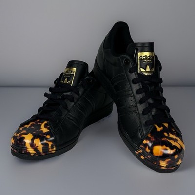 ADIDAS SUPERSTAR LOW LEATHER SNEAKER SPORTS WOMEN SHOES BLACK/TIGER SIZE 10