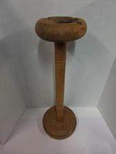 Vintage Smoking Stand Ashtray Handmade Oak Wooden Table Side Pedestal Cigar 