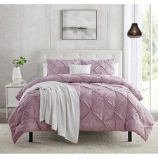 California King Duvet Cover - Dusty Purple Pintuck, 3 Piece 104x98, 2 Shams