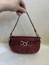 Coach Burgundy Pebbled Leather Shoulder Bag Brass Hardware Classic Small Purse