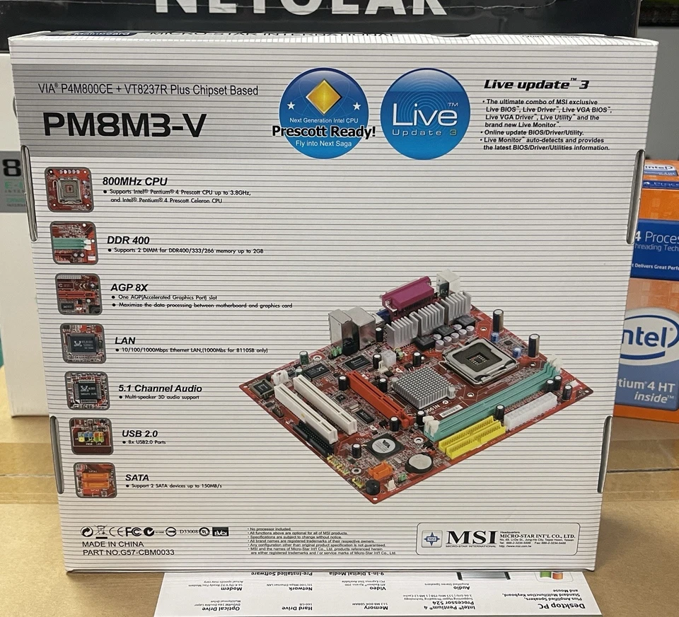 MSI PM8M3-V LGA 775 VIA P4M800CE Micro ATX Intel Motherboard NEW - Image 2 of 4