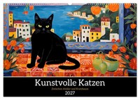 Kunstvolle Katzen (Wandkalender 2027 DIN A2 Quer), Calvendo Monatskalender