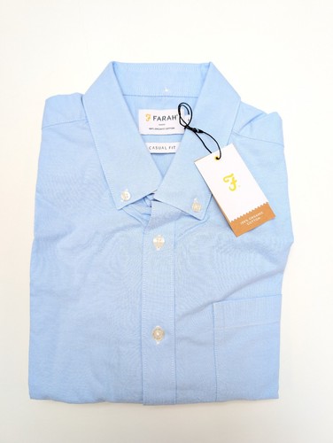 Farah Brewer Casual Fit Oxford Shirt Sky Blue - Size M RRP £80 - Picture 2 of 6