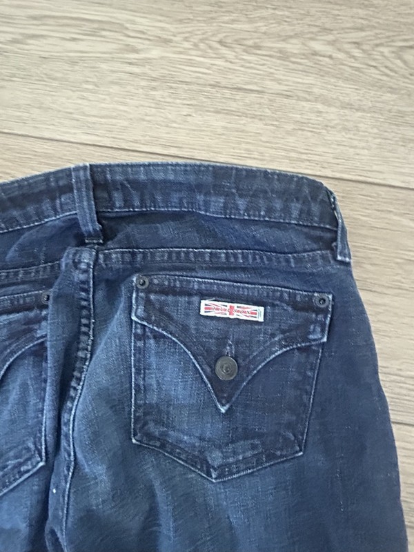 Hudson Women's Flared Dark Wash Blue Denim Jeans Solid 5-Pocket Button Logo