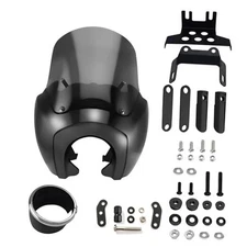 FATECIM Motorcycle 5.75" Headlight Fairing with 13" Smoke 13" Smoke Windscreen