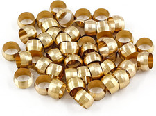50 Pcs Brass Compression Fitting, 3/8" Tube OD Compression Sleeves Ferrules Bras