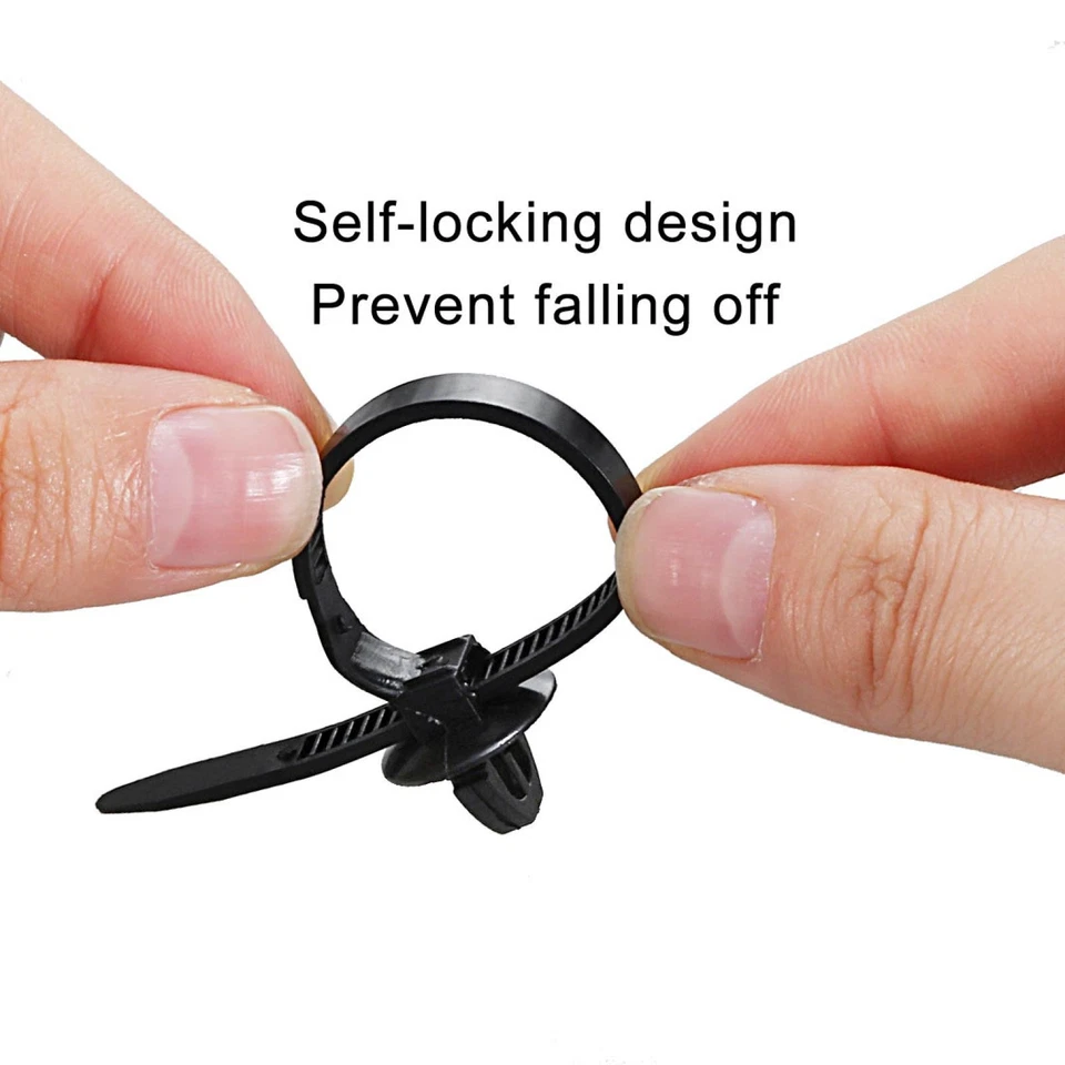 50 Pcs Black 11mm Hole Cable Car Trailer Zip Ties Wrap Push Rivets Clips Wiring Foto 4 de 4