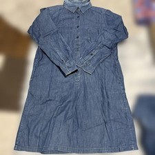 Denim Shirt Dress Long Sleeve Blue Chest Pocket/Button Front Used