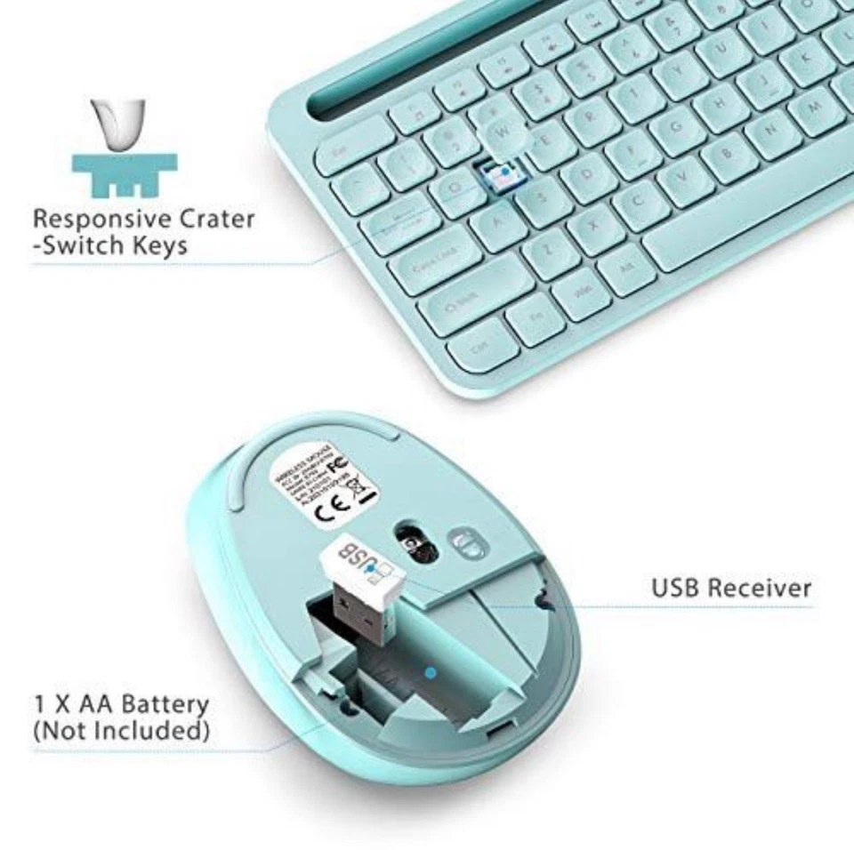 Blue Keyboard and Mouse Cute Wireless Keyboard and Mouse Combo - Image 3 of 4