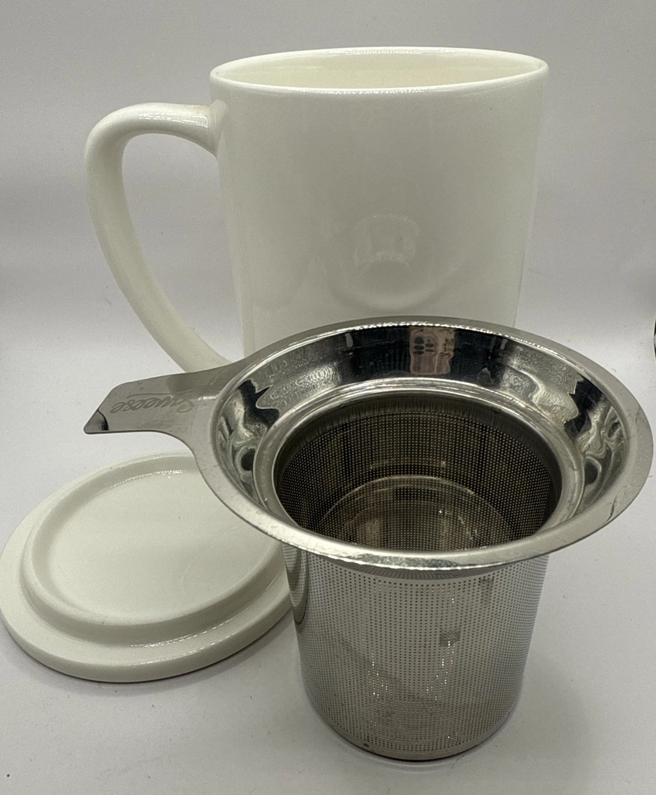 Sweese Porcelain Tea Mug with Infuser and Lid Loose Leaf Tea Cup 15oz