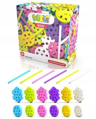 Maxi Constructor Pink 60 Elemente, Ergänzungset für Bauklötze, Spielzeug