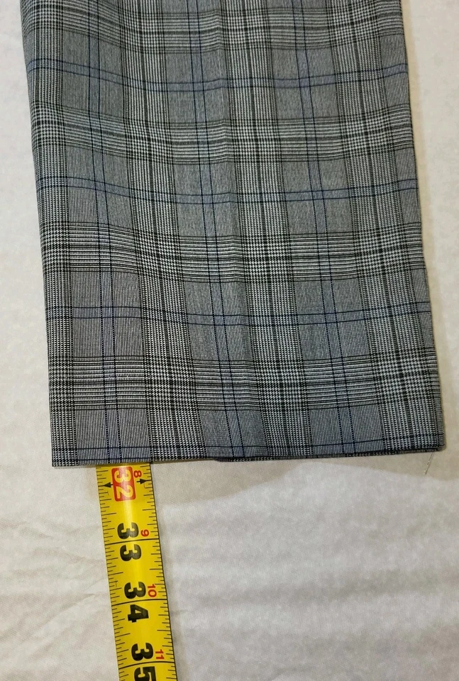 J. Ferrar Men’s Ultra Comfort Stretch Slim Fit Gray Plaid Pants Size 33x32 Y2K - Image 2 of 4