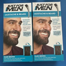 2 Boxes X Just For Men Mustache  Beard Coloring M-45 Dark Brown - New