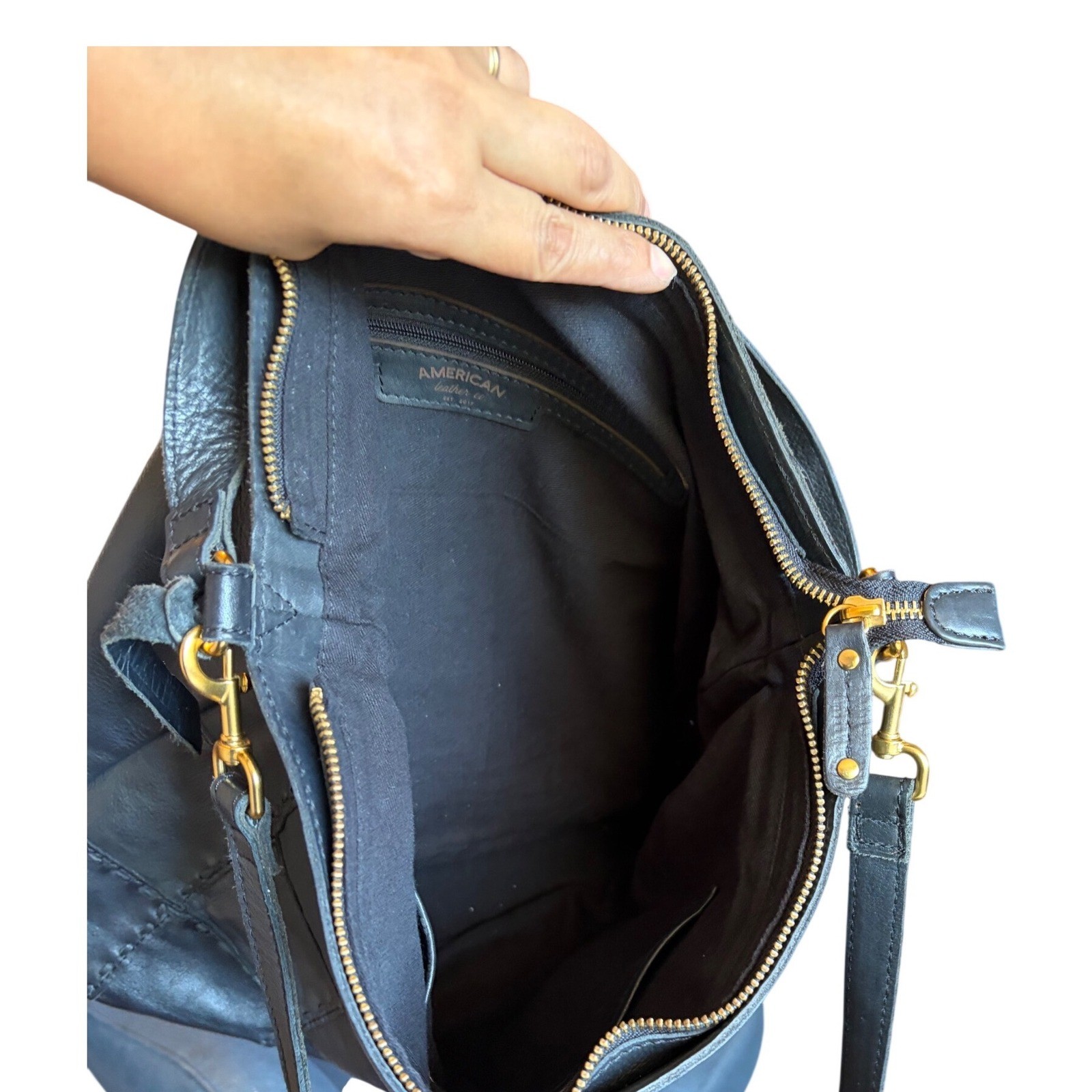 American Leather Co Black Patchwork Whipstitch Le… - image 10