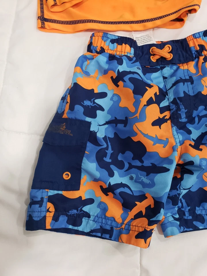 UV Skinz Boys Orange/Blue Swimm Suite UPF 50 Protection Size 3T - Image 3 of 4