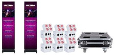 American DJ WMS2 Media Sys DC w/(4) WMS2 LED Panels+6) Wash Lights+Charging Case