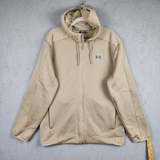 Under Armour Storm Hoodie Mens Large Tan Essential Swacket Fleece Jacket 1378824