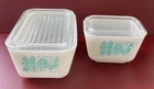 Pyrex Amish Butterprint Glass Refrigerator Dish Set 501, 502 With Lids Set of 2
